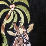 Jenny Vintage Ramie Short Sleeve Sweater Floral Safari Animal Print Black XL Photo 4