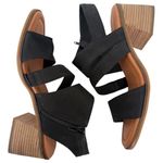 Lucky Brand  Women's Rhodette High Heel Sandal‎ Black Nubuck Leather Size 11M Photo 3