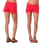 J Brand Cut Off Short Size 29 Bright Red Denim Jean Short 100% Cotton Raw Hem Photo 3