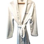 Calvin Klein Women's Logo Belted Fluffy Super Soft Spa Robe White M/L Textured Photo 1