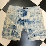 Jordache Blue & White Tie Dye Stretchy Denim Shorts Long Junior’s sz14 Med-Large Photo 2