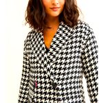 NVLT Black and White Houndstooth Trench Coat Size L Photo 6
