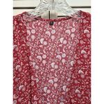 Unbranded Red/Pink/White Floral Short Flutter Sleeve Duster Size L Long Tie Pink Size L Photo 2