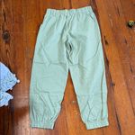 Halara  Womens Jogger Pants Mid Rise Pleated Pockets Cotton Twill Green Medium Photo 6