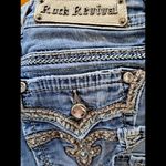 Rock Revival Jeans Embroidered Rhinestone Accents Mid Rise Boot Size 26 Photo 1
