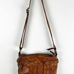 Fossil Brown Leather Stitched Adjustable Strap Paisley Lined Shoulder Bag Photo 0