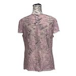 Pink Sheer Mesh Lace Blouse Women’s L Short Sleeve Romantic Coquette Cottegecore Size L Photo 4