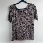 Apt. 9  Cheetah Leopard Animal Print Short Sleeve Knit Blouse Black Large Photo 2