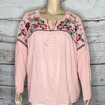 Ruff Hewn NWT Size 3X Pink - Floral Embroidered Tassel Tie Peasant Shirt Top Photo 0