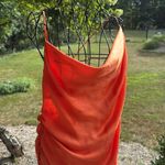 ZARA  orange satin spaghetti strap ruched dress Photo 1