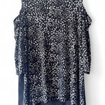 Vince Camuto  Black & White Cold Shoulder High-Low Blouse Size M Photo 0