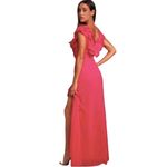 Lulus  Pink Ruffled Surplice Maxi Dress Photo 1