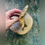 Vintage ribbed gold lame spring clip hair bow Photo 2