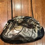 Vintage 80s Clemente Black & Silver Metallic Snakeskin Leathe Purse Clutch, RARE Photo 5