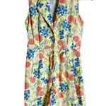 Rachel Antonoff Kitty Strawberry Fruit Print Sleeveless Collared Linen Romper 2 Yellow Photo 3