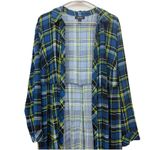 Torrid  Blue Plaid Challis Maxi Duster Kimono Size 1X Photo 5