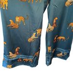 Umgee NWT Teal Satin 3/4 Balloon Sleeve Wide Leg Tiger Print Jumpsuit, Large Photo 5