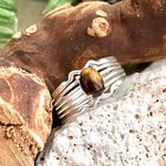 Natural Tiger’s Eye Sterling Silver Ring Sz 6.75 Brown Photo 1