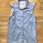 7 For All Mankind 7FAM Ruffled Button Front Denim Shirt Photo 1