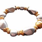 Handmade Stretch Bracelet Gold & Silver Disco Ball Beads Photo 2