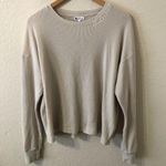 SundryXEvereve Waffle Knit Embroidered Loved Crewneck Top in Off White Sz Medium Photo 0