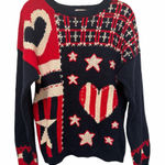 Vintage Inon de Lendis Patriotic Knit Sweater size large red white blue Photo 0