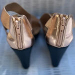 Charles David Charles by  Rose Gold Strappy Cork‎ Back Zip Wedges size 8 Photo 4