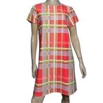 NEW Jude Connally Womens L Orange Coral Blue Green Ella Island Plaid Shift Dress Size L Photo 1