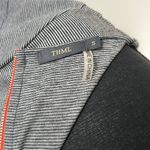 THML short sleeve grey and black thin striped dress with tie and orange zipper Photo 4