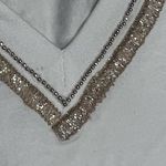 D. Exterior white V neck beaded and gold‎ lurex tank italy $170 Photo 2