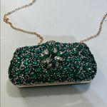 Elegant Green Crystal Clutch with Gold Chain Photo 1