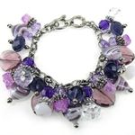 Purple Shades Glass & Beads Silvertone 8" Charm Bracelet Photo 6