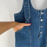 Cloud Ten  Denim Skirtall Cotton Dark Wash Button Front Adjustable Straps Overall Photo 6