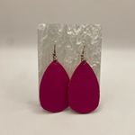 Handmade Pink Teardrop Earrings Faux Leather Dangle Photo 1