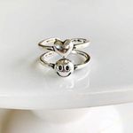 Boutique Smiley Face Heart Double Band Silver Ring Photo 1
