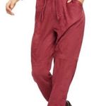 Free People  Vegan Faux Suede Pants Cropped Pants Queen Pomegranate 6 NWT Photo 0