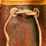 ETRO Milano Red Paisley Vachetta Leather Drawstring Bucket Shoulder Bag Photo 1