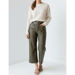 Anthropologie MAEVE x  Colette Cropped Wide Leg Faux Leather Pants, Moss, 33T Photo 2