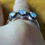 Ethiopian Opal Black Spinel Sterling Silver Heart Ring Size 10 Photo 1