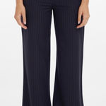 Theory  Dark Blue Pinstripe, Wool, Wide-Leg Pants Photo 0