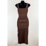 Miou Muse Knit Set Cropped Corset Top High Rise Midi Skirt Brown Small Photo 2