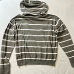 Green and White Striped Hoodie Shirt Size L Photo 1