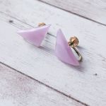 Vintage Screw Back Earrings Retro Light Purple Triangle Photo 1