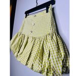 NWT CAROLINE CONSTAS Green White Gingham Checkered Reina Bubble Mini Skirt S Photo 6