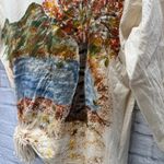 Vintage Decosport 3/4 Sleeve Womens Top Hand painted Mountain Tree Size L Ivory Size L Photo 6