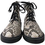 Linea Paolo Moto Boot‎ 5.5 Snakeskin Print Lace Up Ankle Boots Combat Booties Gray Photo 2