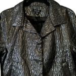 Timeless Naeem‎ Khan Metallic Jacket Crinkle Shiny NWT XS Black Silver NK4249 Photo 1