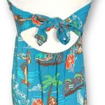 Harley Davidson Vintage 90s Dress Blue Strapless Floral Tropical Print Open Back Photo 5