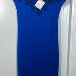 Bob Mackie  wearable art Royal Blue with Embroidery Midi Dress size xs‎ nwt new Photo 0