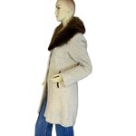 VINTAGE CIRCA 1980'S J. MARCO BEIGE & BROWN WOOL & FOX FUR COLLAR COAT (S) Photo 4